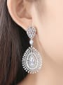 thumb Copper With Platinum Plated Luxury Water Drop Chandelier Earrings 1