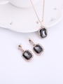 thumb Alloy Rose Gold Plated Fashion Artificial Black Stones Two Pieces Jewelry Set 1