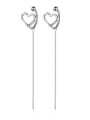 thumb 925 Sterling Silver With Platinum Plated Personality  Hollow Heart Threader Earrings 3