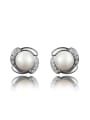 thumb Fashion White Artificial Pearl Cubic Zirconias Stud Earrings 0