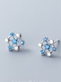 thumb 925 Sterling Silver With Cubic Zirconia Fashion Geometric Stud Earrings 2