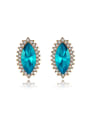 thumb Blue Oval Shaped Austria Shaped Stud Earrings 0