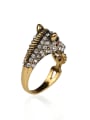 thumb Personalized Sea Horse Rhinestones Antique Gold Plated Ring 2