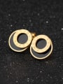 thumb Simple Black Round Roman Numerals Titanium Stud Earrings 2
