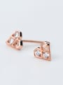 thumb Lovely Rose Gold Plated Heart Shaped Rhinestones Stud Earrings 0