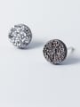thumb 925 Sterling Silver With Platinum Plated Personality Round Stud Earrings 2