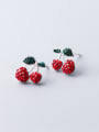 thumb 925 Sterling Silver With Platinum Plated Cute Friut  Cherry Stud Earrings 2