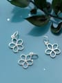 thumb 925 Sterling Silver With Platinum Plated Simplistic smooth Flower Charms 2