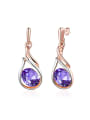 thumb Charming Geometric Shaped Purple Zircon Earrings 0