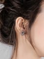 thumb Retro style Hollow Black Rosary Flower Stud Earrings 1