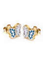 thumb All-match Double Colorful Butterfly Shaped Rhinestones Stud Earrings 0