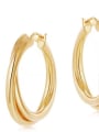 thumb Titanium With Gold Plated Simplistic Smooth Hollow Round Hoop Earrings 3
