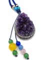 thumb Simple Natural Amethyst Crystal Chinlon Necklace 1