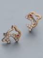 thumb Rose Gold Plated Dolphin Zircon Earrings 2