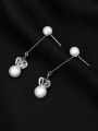 thumb Copper With  Artificial Pearl  Simplistic Crown Threader Earrings 3