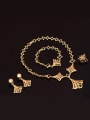 thumb Alloy Imitation-gold Plated Vintage style Rhinestones Fan-shaped Four Pieces Jewelry Set 1