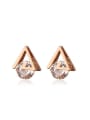 thumb Trendy Rose Gold Plated Triangle Shaped Zircon Stud Earrings 0