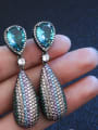thumb Copper With Cubic Zirconia Fashion Water Drop Cluster Earrings 2