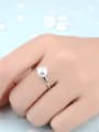 thumb Simple White Imitation Pearl Copper Ring 1