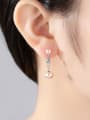 thumb Sterling silver micro-inlay AAA zircon natural freshwater pearl earrings 1