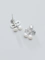 thumb 925 Sterling Silver With Platinum Plated Cute Bowknot Stud Earrings 2