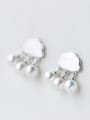 thumb S925 silver fashion drawing cloud shell pearl drop earring 0