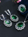 thumb Copper inlaid AAA Zircon Earrings Necklace 3 piece jewelry set 2