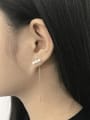 thumb Fashion White Artificial Pearls Silver Line Earrings 1