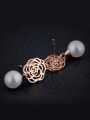 thumb Elegant Hollow Flower Artificial Pearl Titanium Stud Earrings 2