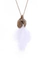 thumb Swan Feather Pendant Sweater Necklace 2