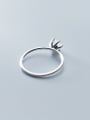 thumb 925 Sterling Silver With Platinum Plated Simplistic Flower Band Rings 2
