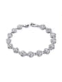 thumb Elegant Platinum Plated Heart Shaped Zircon Copper Bracelet 0