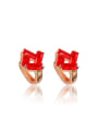 thumb Red Square Shaped 18K Rose Gold Plated Clip Earrings 0