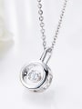 thumb Simple Little Hollow Round Cubic Rotational Zircon 925 Silver Pendant 2