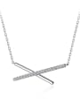 thumb 925 Sterling Silver With Platinum Plated Simplistic Cross Necklaces 0