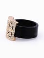 thumb Retro style Cubic White Rhinestones Black Acrylic Band Alloy Ring 2