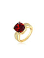 thumb Copper Alloy 18K Gold Plated Fashion Red Zircon Women Ring 0