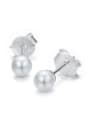 thumb Simple White Artificial Pearl 925 Silver Stud Earrings 0