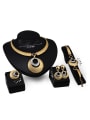 thumb Alloy Imitation-gold Plated Ethnic style Hollow Circle Lacquer Four Pieces CZ Jewelry Set 2