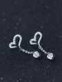 thumb S925 silver sweet heart-shaped zircon drop earring 2