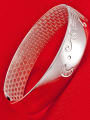 thumb 999 Silver Flowery Patterns-etched Opening Bangle 2