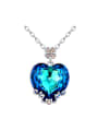 thumb Fashion Royal Blue Heart austrian Crystal Pendant Alloy Necklace 0