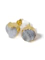 thumb Simple Tiny Natural Crystal Round Stud Earrings 0