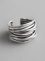 thumb 925 Sterling Silver With Antique Silver Plated Vintage Multi-layer line free size Rings 1