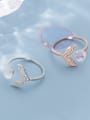 thumb 925 Sterling Silver With Platinum Plated Cute Fish Taill Free Size  Rings 1