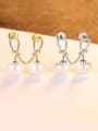 thumb 925 Sterling Silver With  Artificial Pearl Personality Irregular Stud Earrings 1