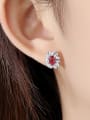 thumb 925 Sterling Silver With Platinum Plated Delicate Flower Stud Earrings 1