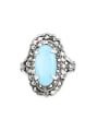 thumb Retro Oval Resin Stone Antique Silver Plated Alloy Ring 0