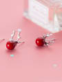 thumb 925 Sterling Silver With Imitation Pearl Trendy Antlers Stud Earrings 2