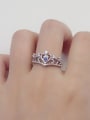 thumb Fashion Tiny Cubic Zirconias Heart Crown Copper Ring 2